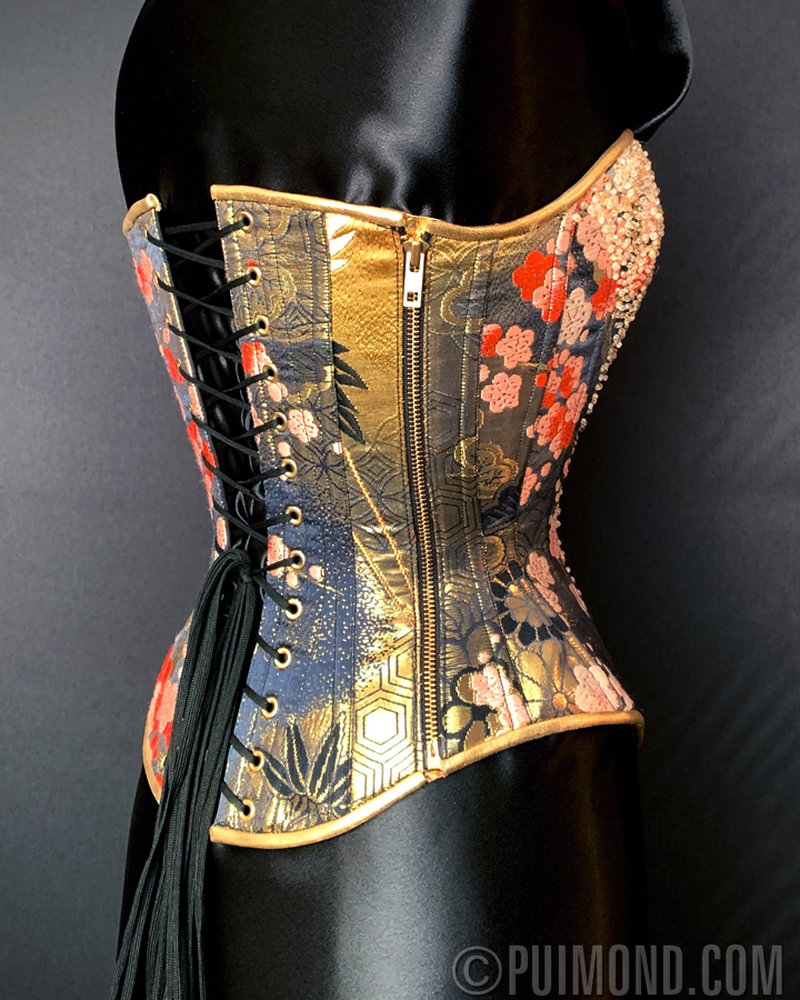 Kimono Plunge Corset With Hand Beaded Gemstones - Puimond Progressive Corset  Design